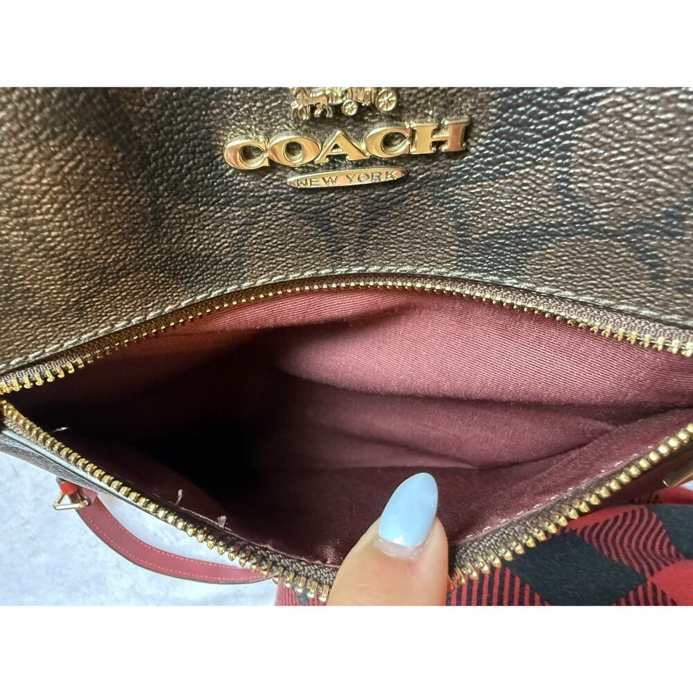 Coach Crossbody Bag Red Black Brown C2132-C1554 - Picture 3 of 10